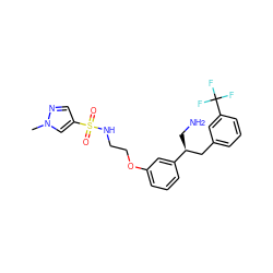 Cn1cc(S(=O)(=O)NCCOc2cccc([C@@H](CN)Cc3cccc(C(F)(F)F)c3)c2)cn1 ZINC000114258901