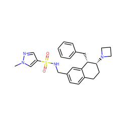 Cn1cc(S(=O)(=O)NCc2ccc3c(c2)[C@H](Cc2ccccc2)[C@H](N2CCC2)CC3)cn1 ZINC000088261021