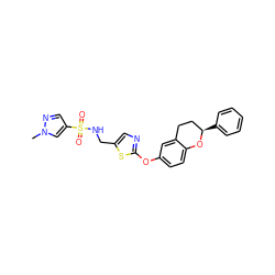 Cn1cc(S(=O)(=O)NCc2cnc(Oc3ccc4c(c3)CC[C@@H](c3ccccc3)O4)s2)cn1 ZINC000169710591