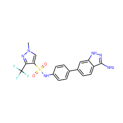 Cn1cc(S(=O)(=O)Nc2ccc(-c3ccc4c(N)n[nH]c4c3)cc2)c(C(F)(F)F)n1 ZINC000299826296