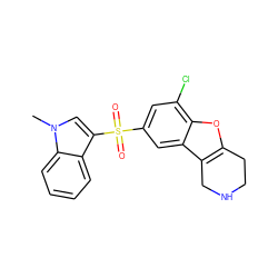 Cn1cc(S(=O)(=O)c2cc(Cl)c3oc4c(c3c2)CNCC4)c2ccccc21 ZINC000143390344