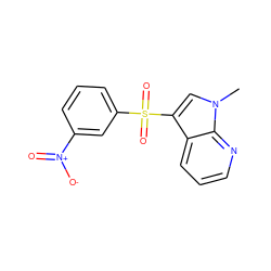 Cn1cc(S(=O)(=O)c2cccc([N+](=O)[O-])c2)c2cccnc21 ZINC000043077702