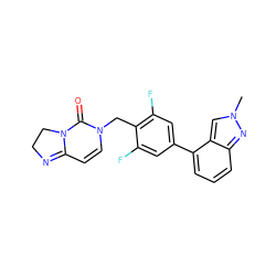 Cn1cc2c(-c3cc(F)c(CN4C=CC5=NCCN5C4=O)c(F)c3)cccc2n1 ZINC000653864091