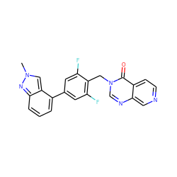 Cn1cc2c(-c3cc(F)c(Cn4cnc5cnccc5c4=O)c(F)c3)cccc2n1 ZINC000220765735