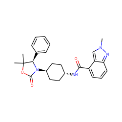 Cn1cc2c(C(=O)N[C@H]3CC[C@H](N4C(=O)OC(C)(C)[C@H]4c4ccccc4)CC3)cccc2n1 ZINC001772626308