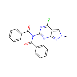 Cn1cc2c(Cl)nc(N(C(=O)c3ccccc3)C(=O)c3ccccc3)nc2n1 ZINC000103263554