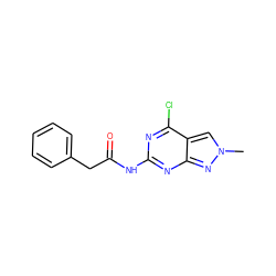 Cn1cc2c(Cl)nc(NC(=O)Cc3ccccc3)nc2n1 ZINC000103263562