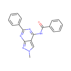 Cn1cc2c(NC(=O)c3ccccc3)nc(-c3ccccc3)nc2n1 ZINC000049784879