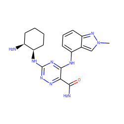 Cn1cc2c(Nc3nc(N[C@@H]4CCCC[C@@H]4N)nnc3C(N)=O)cccc2n1 ZINC000205940931