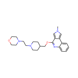 Cn1cc2c(OCC3CCN(CCN4CCOCC4)CC3)nc3ccccc3c2c1 ZINC000068199255