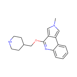 Cn1cc2c(OCC3CCNCC3)nc3ccccc3c2c1 ZINC000095575663