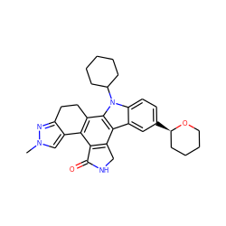 Cn1cc2c(n1)CCc1c-2c2c(c3c4cc([C@@H]5CCCCO5)ccc4n(C4CCCCC4)c13)CNC2=O ZINC000049036589