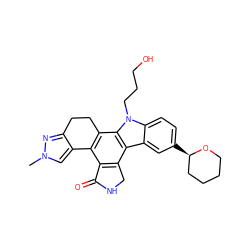 Cn1cc2c(n1)CCc1c-2c2c(c3c4cc([C@@H]5CCCCO5)ccc4n(CCCO)c13)CNC2=O ZINC000049036579