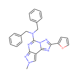 Cn1cc2c(nc(N(Cc3ccccc3)Cc3ccccc3)n3nc(-c4ccco4)nc23)n1 ZINC000095575671