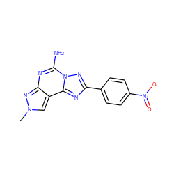 Cn1cc2c(nc(N)n3nc(-c4ccc([N+](=O)[O-])cc4)nc23)n1 ZINC000049113546