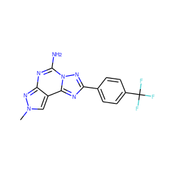 Cn1cc2c(nc(N)n3nc(-c4ccc(C(F)(F)F)cc4)nc23)n1 ZINC000072140805