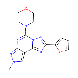 Cn1cc2c(nc(N3CCOCC3)n3nc(-c4ccco4)nc23)n1 ZINC000095575038