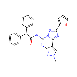 Cn1cc2c(nc(NC(=O)C(c3ccccc3)c3ccccc3)n3nc(-c4ccco4)nc23)n1 ZINC000045298464