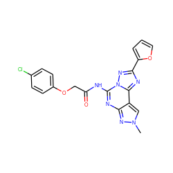 Cn1cc2c(nc(NC(=O)COc3ccc(Cl)cc3)n3nc(-c4ccco4)nc23)n1 ZINC000045298371