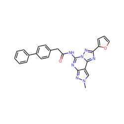 Cn1cc2c(nc(NC(=O)Cc3ccc(-c4ccccc4)cc3)n3nc(-c4ccco4)nc23)n1 ZINC000045285906