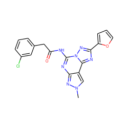 Cn1cc2c(nc(NC(=O)Cc3cccc(Cl)c3)n3nc(-c4ccco4)nc23)n1 ZINC000045317159