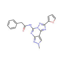 Cn1cc2c(nc(NC(=O)Cc3ccccc3)n3nc(-c4ccco4)nc23)n1 ZINC000013472372