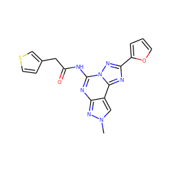 Cn1cc2c(nc(NC(=O)Cc3ccsc3)n3nc(-c4ccco4)nc23)n1 ZINC000045298611