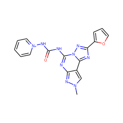 Cn1cc2c(nc(NC(=O)N[n+]3ccccc3)n3nc(-c4ccco4)nc23)n1 ZINC000071332259