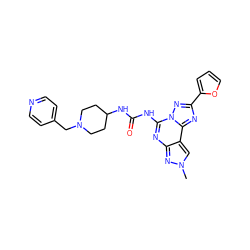 Cn1cc2c(nc(NC(=O)NC3CCN(Cc4ccncc4)CC3)n3nc(-c4ccco4)nc23)n1 ZINC000084708718