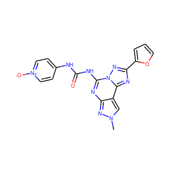 Cn1cc2c(nc(NC(=O)Nc3cc[n+]([O-])cc3)n3nc(-c4ccco4)nc23)n1 ZINC000013683594