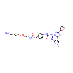 Cn1cc2c(nc(NC(=O)Nc3ccc(CC(=O)NCCOOCCCCN)cc3)n3nc(-c4ccco4)nc23)n1 ZINC001772601908