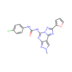 Cn1cc2c(nc(NC(=O)Nc3ccc(Cl)cc3)n3nc(-c4ccco4)nc23)n1 ZINC000013472332