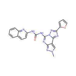 Cn1cc2c(nc(NC(=O)Nc3ccc4ccccc4n3)n3nc(-c4ccco4)nc23)n1 ZINC000013683618