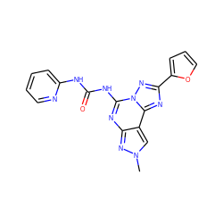 Cn1cc2c(nc(NC(=O)Nc3ccccn3)n3nc(-c4ccco4)nc23)n1 ZINC000013683578