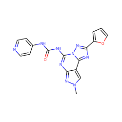 Cn1cc2c(nc(NC(=O)Nc3ccncc3)n3nc(-c4ccco4)nc23)n1 ZINC000013475415