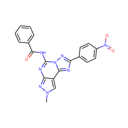 Cn1cc2c(nc(NC(=O)c3ccccc3)n3nc(-c4ccc([N+](=O)[O-])cc4)nc23)n1 ZINC000049069472