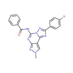 Cn1cc2c(nc(NC(=O)c3ccccc3)n3nc(-c4ccc(Br)cc4)nc23)n1 ZINC000049069470