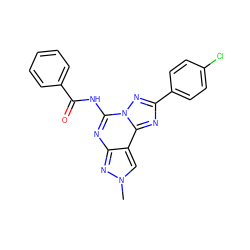 Cn1cc2c(nc(NC(=O)c3ccccc3)n3nc(-c4ccc(Cl)cc4)nc23)n1 ZINC000084466380