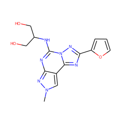 Cn1cc2c(nc(NC(CO)CO)n3nc(-c4ccco4)nc23)n1 ZINC000095575080