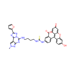 Cn1cc2c(nc(NCCCCNC(=S)Nc3ccc(-c4c5ccc(=O)cc-5oc5cc(O)ccc45)c(C(=O)O)c3)n3nc(-c4ccco4)nc23)n1 ZINC001772589697