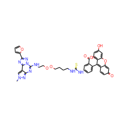 Cn1cc2c(nc(NCCOOCCCCNC(=S)Nc3ccc(-c4c5ccc(=O)cc-5oc5cc(O)ccc45)c(C(=O)O)c3)n3nc(-c4ccco4)nc23)n1 ZINC001772643526