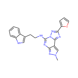 Cn1cc2c(nc(NCCc3c[nH]c4ccccc34)n3nc(-c4ccco4)nc23)n1 ZINC000095579189