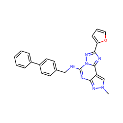 Cn1cc2c(nc(NCc3ccc(-c4ccccc4)cc3)n3nc(-c4ccco4)nc23)n1 ZINC000095575129