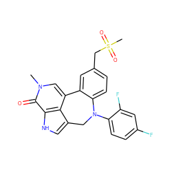 Cn1cc2c3c(c[nH]c3c1=O)CN(c1ccc(F)cc1F)c1ccc(CS(C)(=O)=O)cc1-2 ZINC000218413839