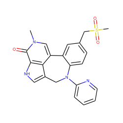 Cn1cc2c3c(c[nH]c3c1=O)CN(c1ccccn1)c1ccc(CS(C)(=O)=O)cc1-2 ZINC000224228892