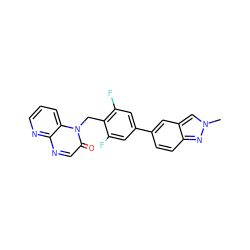 Cn1cc2cc(-c3cc(F)c(Cn4c(=O)cnc5ncccc54)c(F)c3)ccc2n1 ZINC000653866728