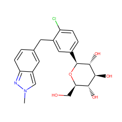 Cn1cc2cc(Cc3cc([C@@H]4O[C@H](CO)[C@@H](O)[C@H](O)[C@H]4O)ccc3Cl)ccc2n1 ZINC000142233450