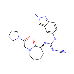 Cn1cc2cc(N/C(=N\C#N)N[C@H]3CCCCN(CC(=O)N4CCCC4)C3=O)ccc2n1 ZINC000043018954