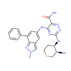 Cn1cc2cc(Nc3nc(N[C@@H]4CCOC[C@@H]4N)nnc3C(N)=O)cc(-c3ccccc3)c2n1 ZINC000205145628