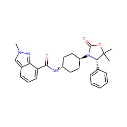 Cn1cc2cccc(C(=O)N[C@H]3CC[C@H](N4C(=O)OC(C)(C)[C@@H]4c4ccccc4)CC3)c2n1 ZINC001772645549